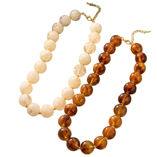 Chunky Round Resin Bead Statement Necklace