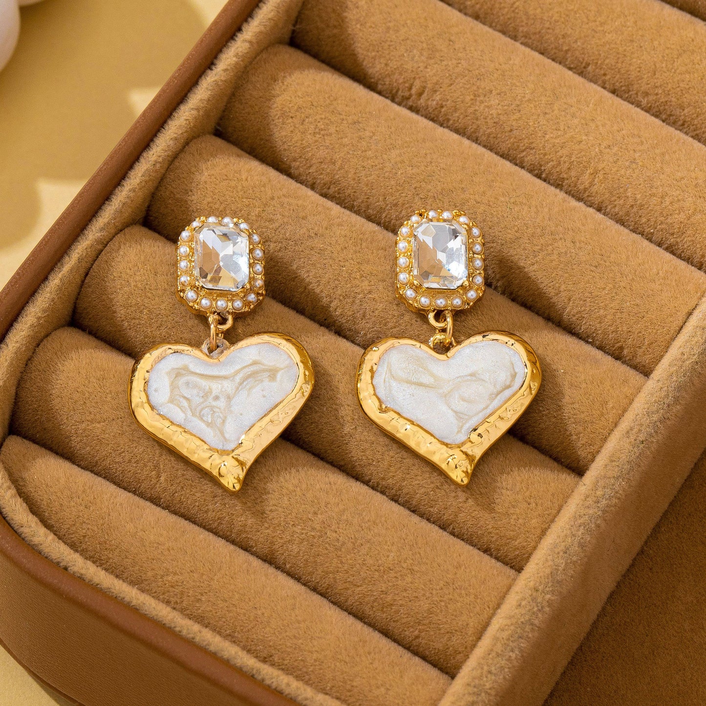 Heart Crystal Drop Earrings