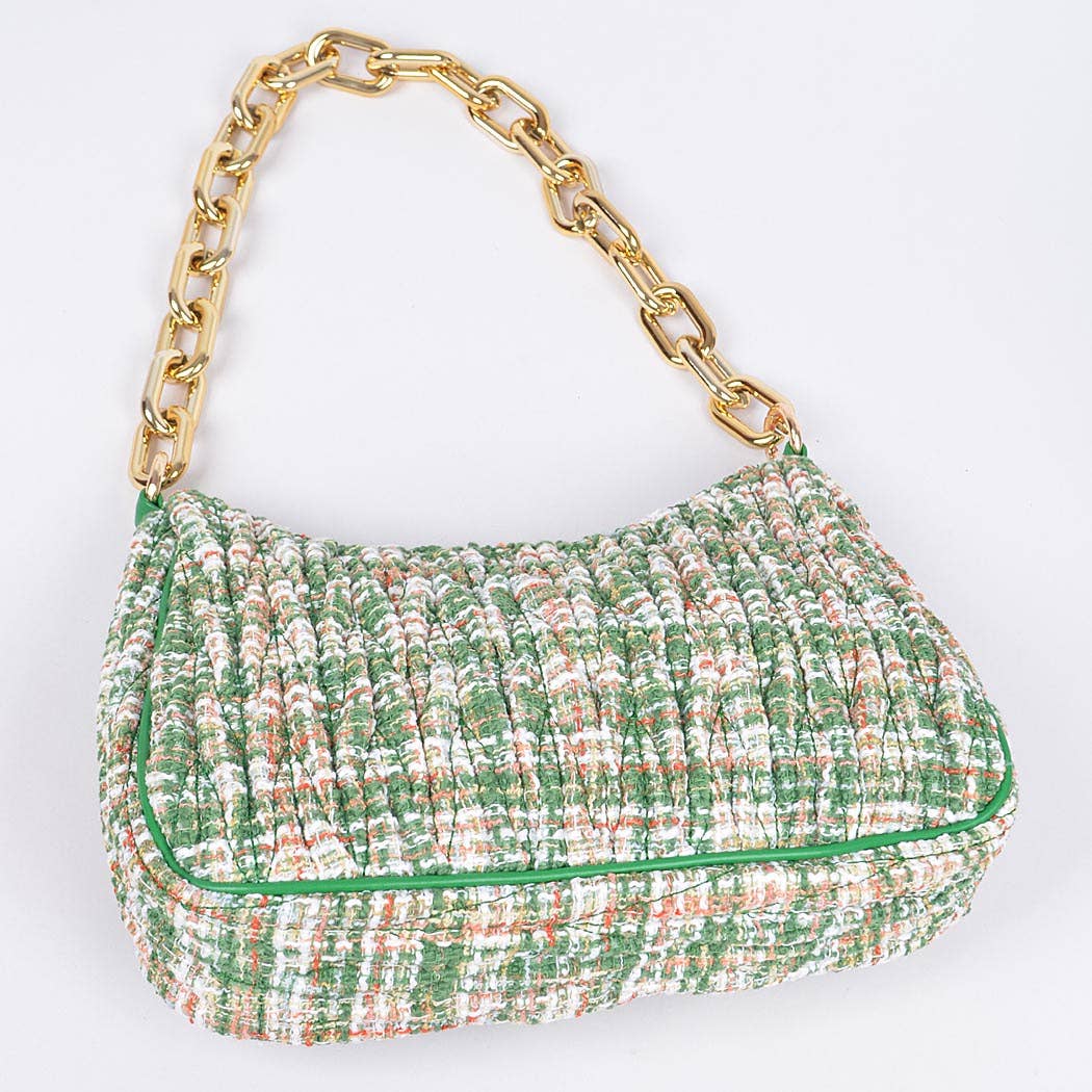 Quilted Tweed Chain Pouch