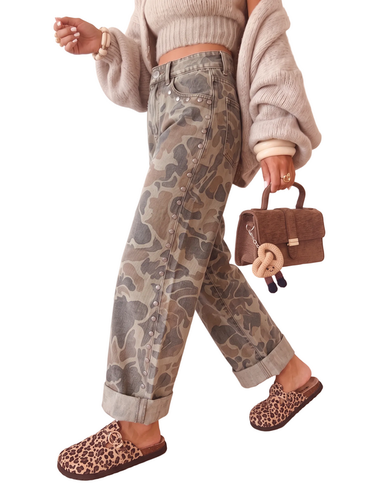 Camo Studded Casual Jeans