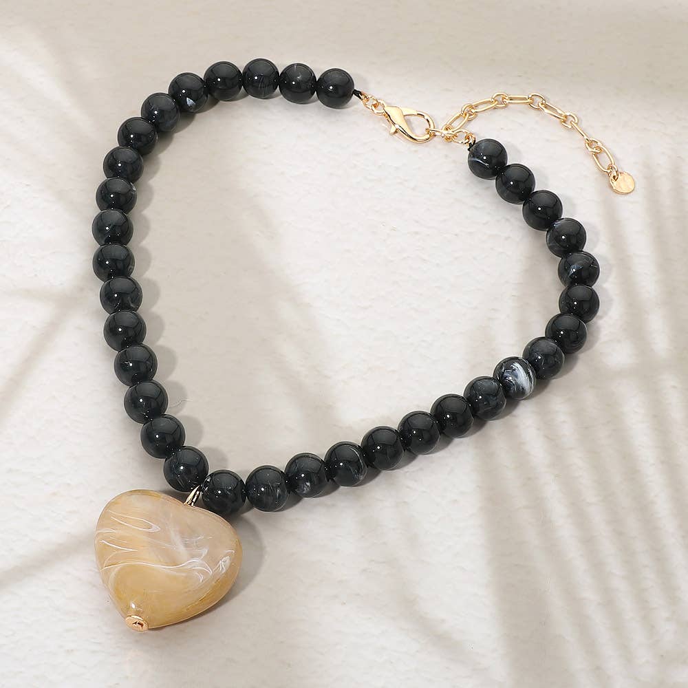 Chunky Heart Beaded Necklace