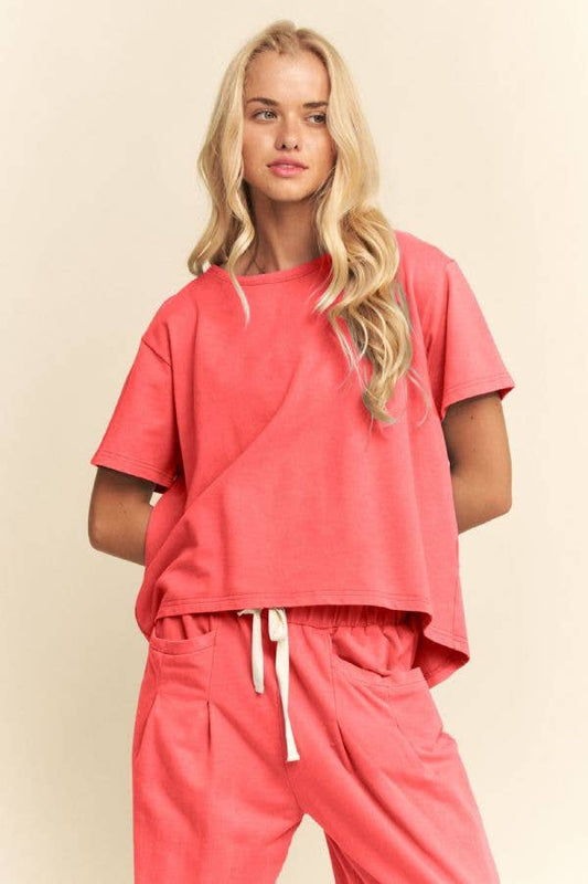 GARMENT WASHED PLEAT TOP PANTS SET