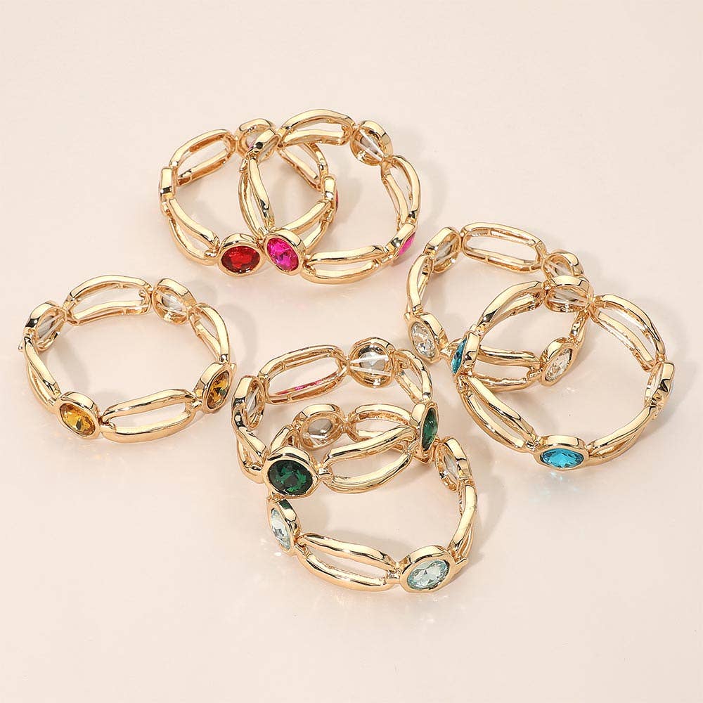 Round Hammered Oval Stretch Bracelet
