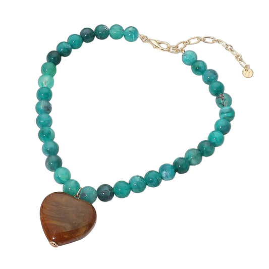 Chunky Heart Beaded Necklace