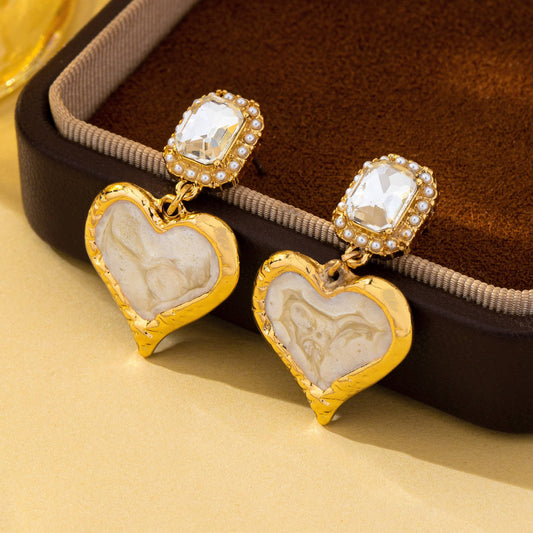 Heart Crystal Drop Earrings