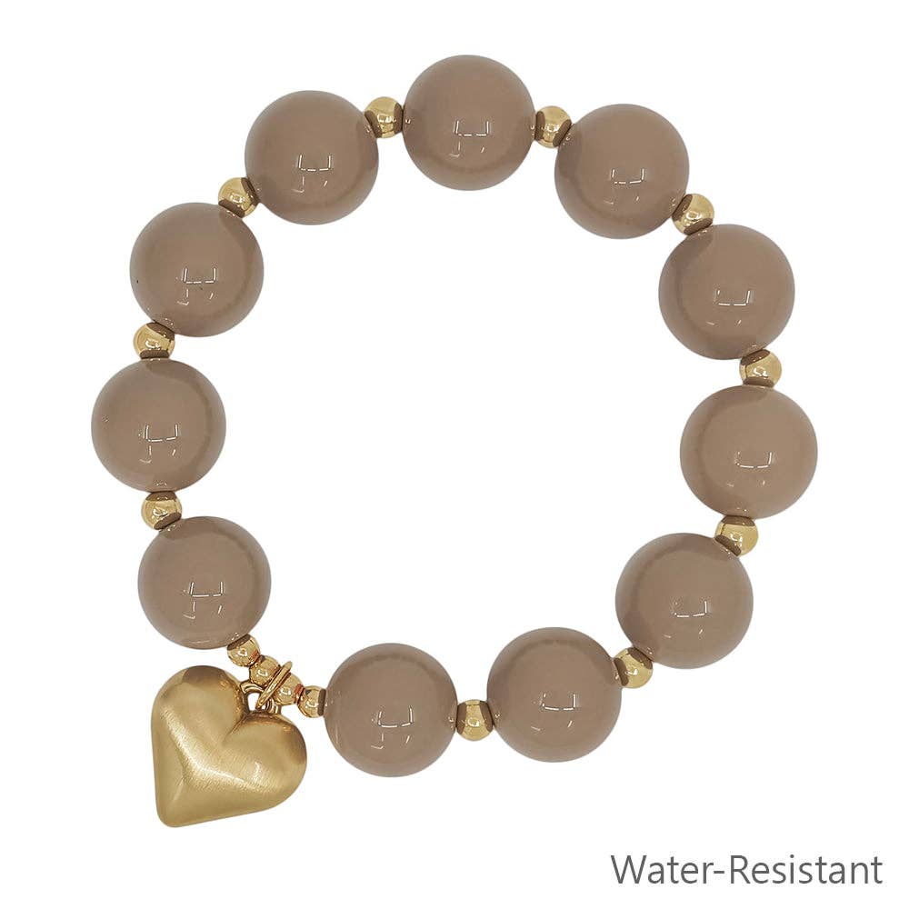 Matte Gold Natural Beaded Stretch Bracelet