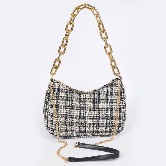 Quilted Tweed Chain Pouch