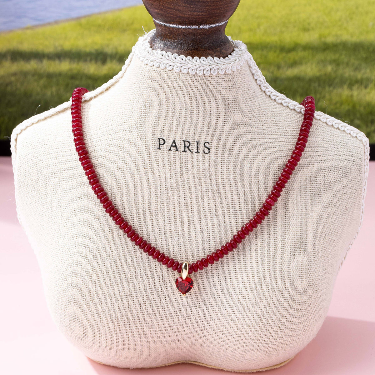 NATURAL SEMI PRECIOUS STONE BEADED CHARM NECKLACE
