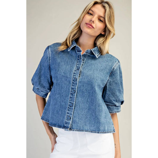 Denim Puff Sleeve Top