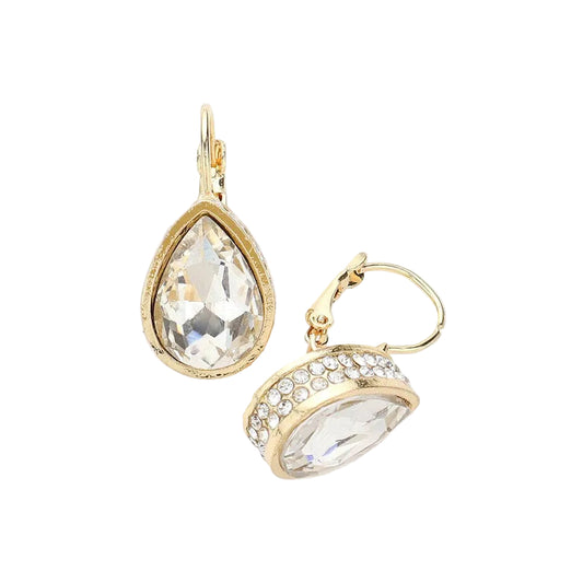 Teardrop Stone Lever Back Earrings
