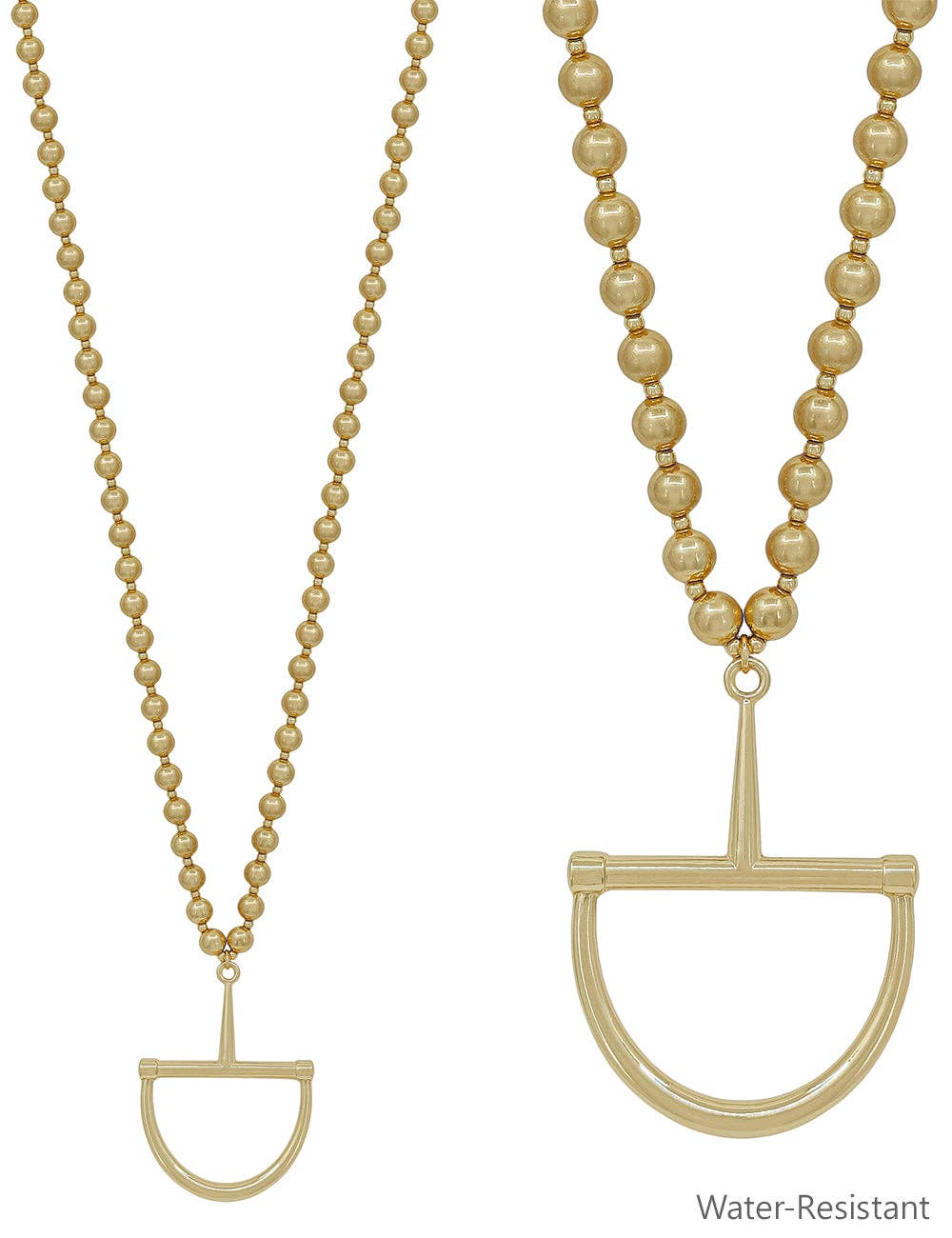 Matte Gold Beaded with Horse Bit 32" Necklace