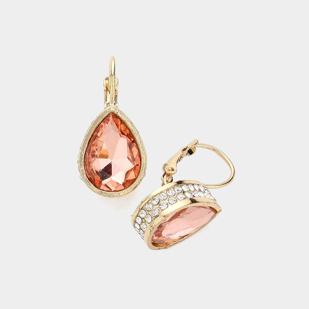 Teardrop Stone Lever Back Earrings
