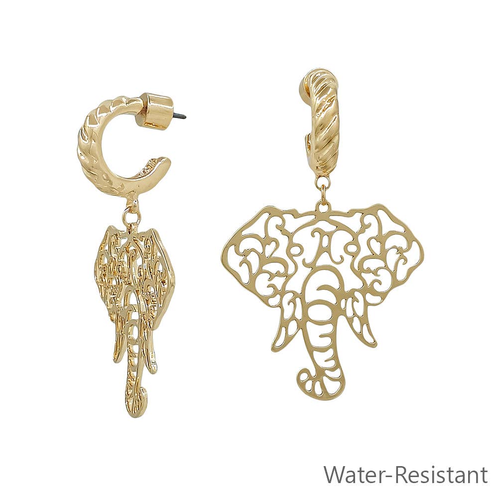 Gameday Gold Open Cut out Elephant Earring