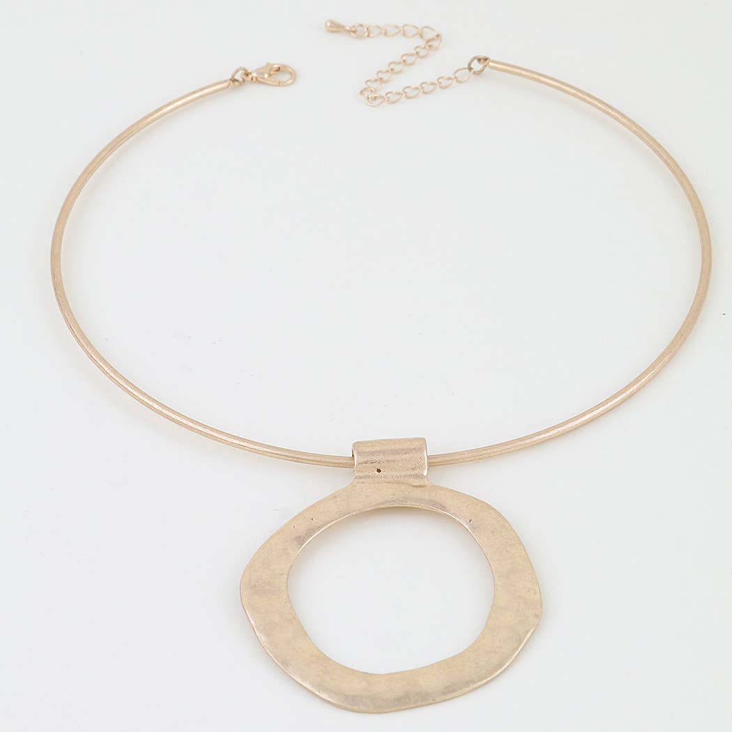 Hammered Open Loop Choker Necklace