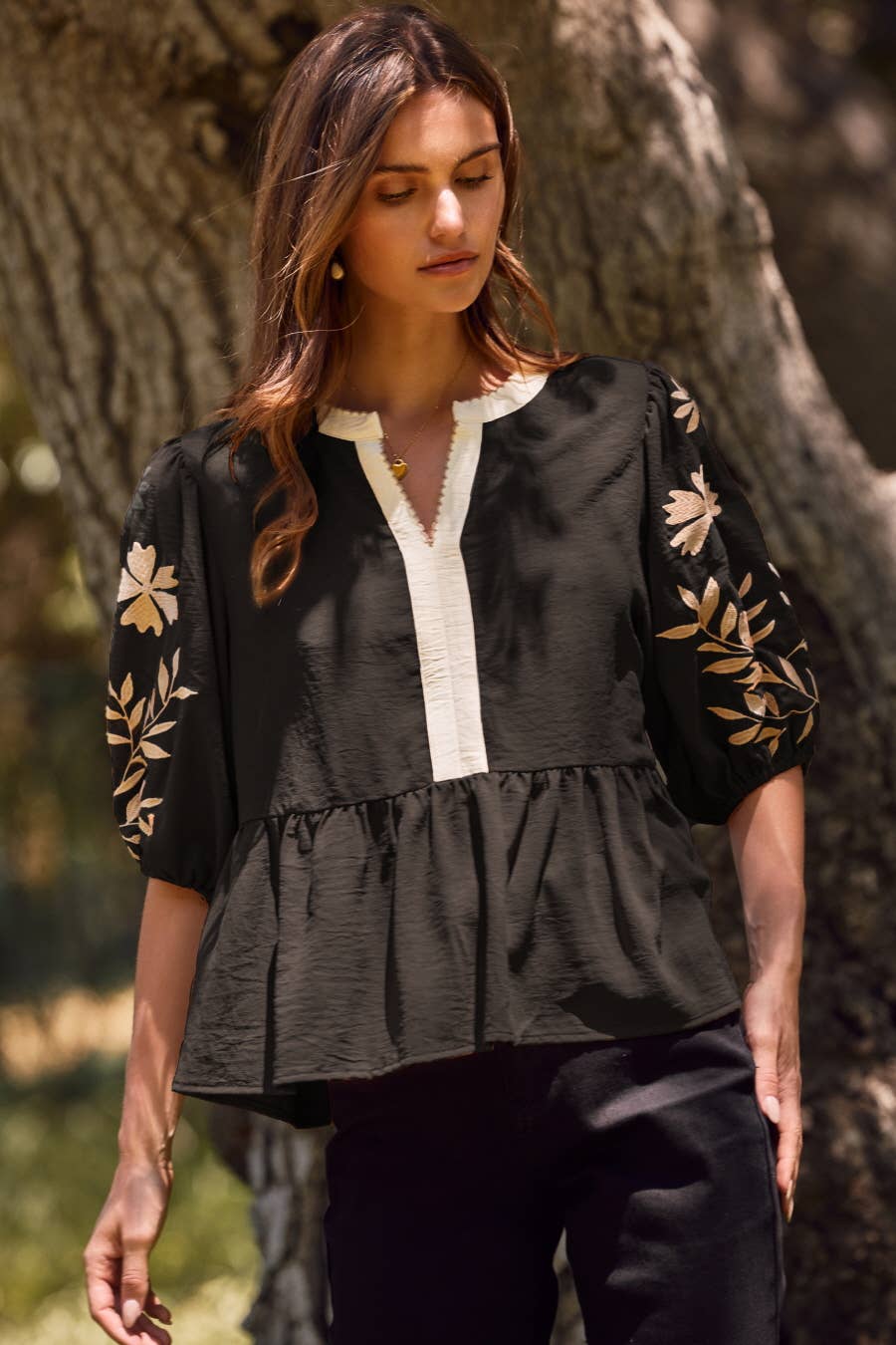 Solid Airflow Peplum Blouse