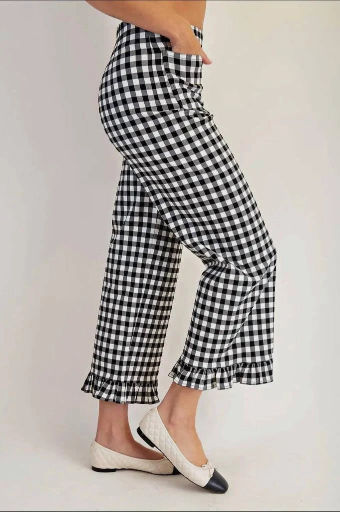 ee:some Gingham Ruffle Hem Pants