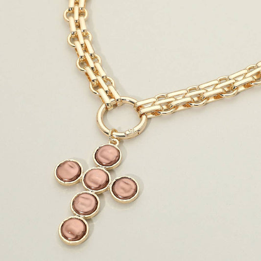 Pearl Cross Charm Necklace