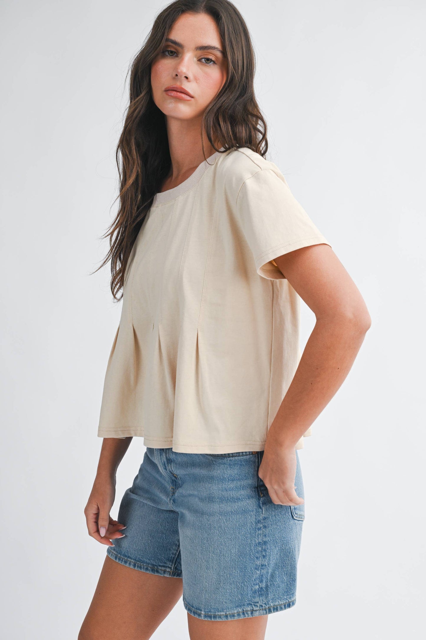 Pleated Swing Tee Top