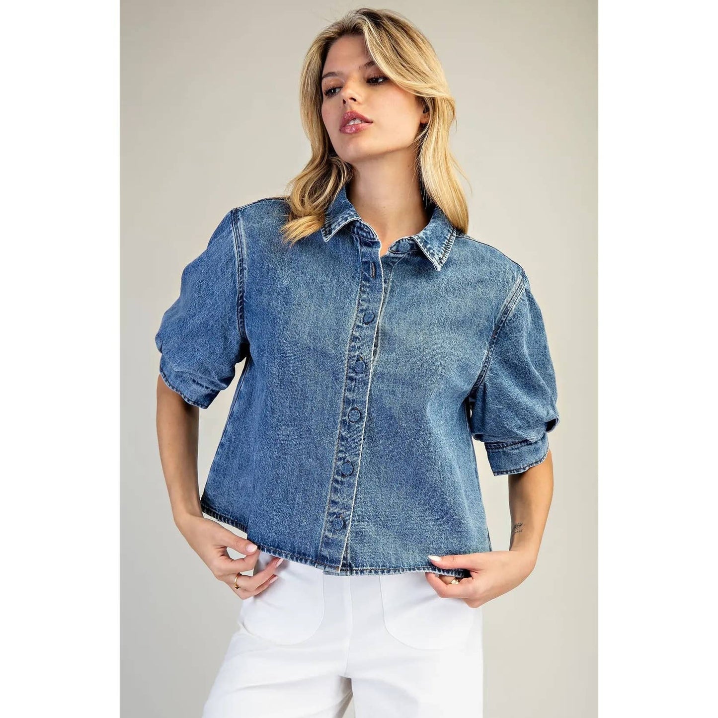 Denim Puff Sleeve Top