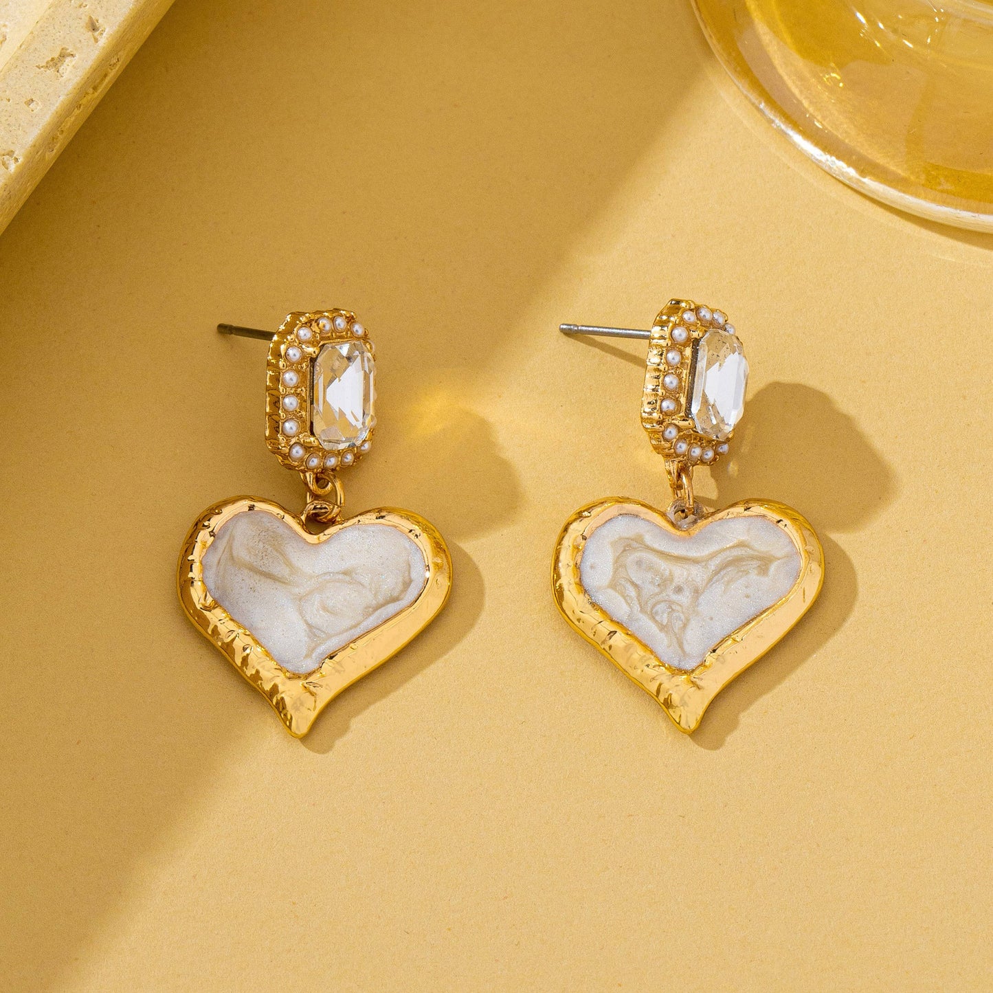 Heart Crystal Drop Earrings