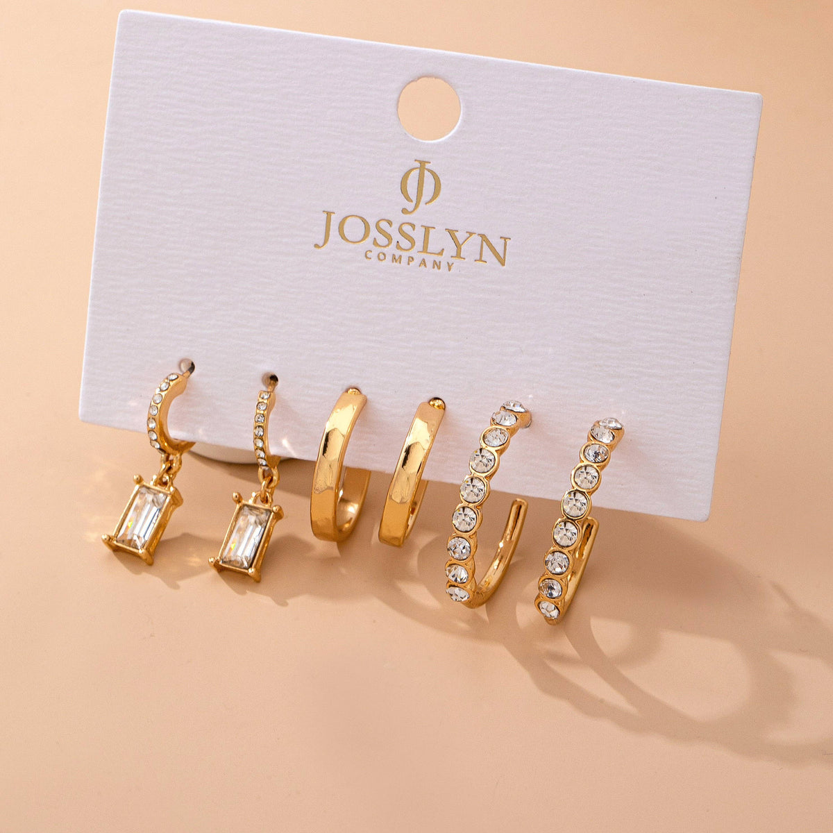 Crystal Gold Hoop Earring Set