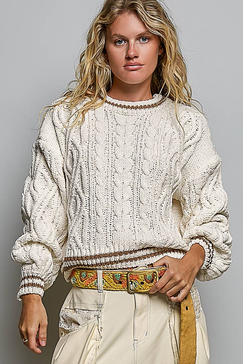 Cable Knit Trim Sweater