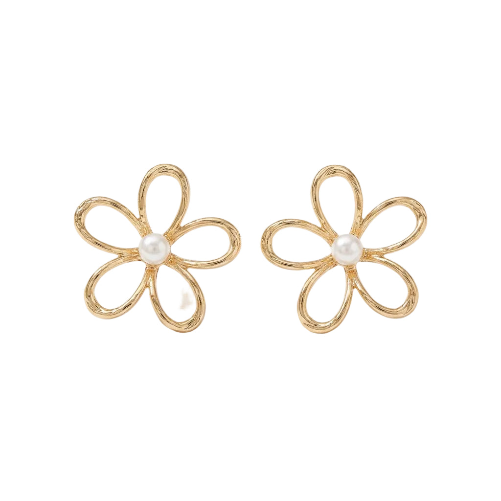 Flower Earring with Pearl Center