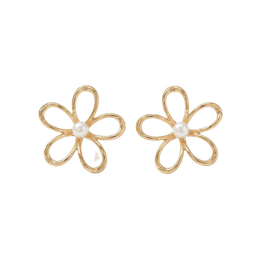 Flower Earring with Pearl Center