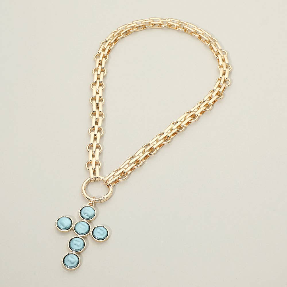 Pearl Cross Charm Necklace