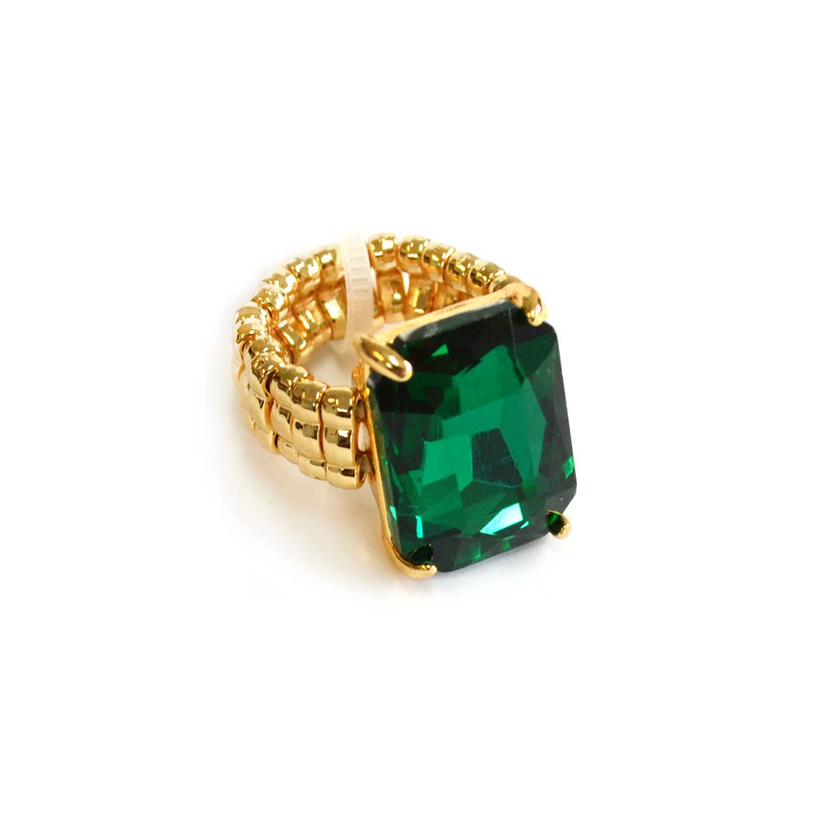 Rectangular Glass Cocktail Cut Stretched Adjustable Ring