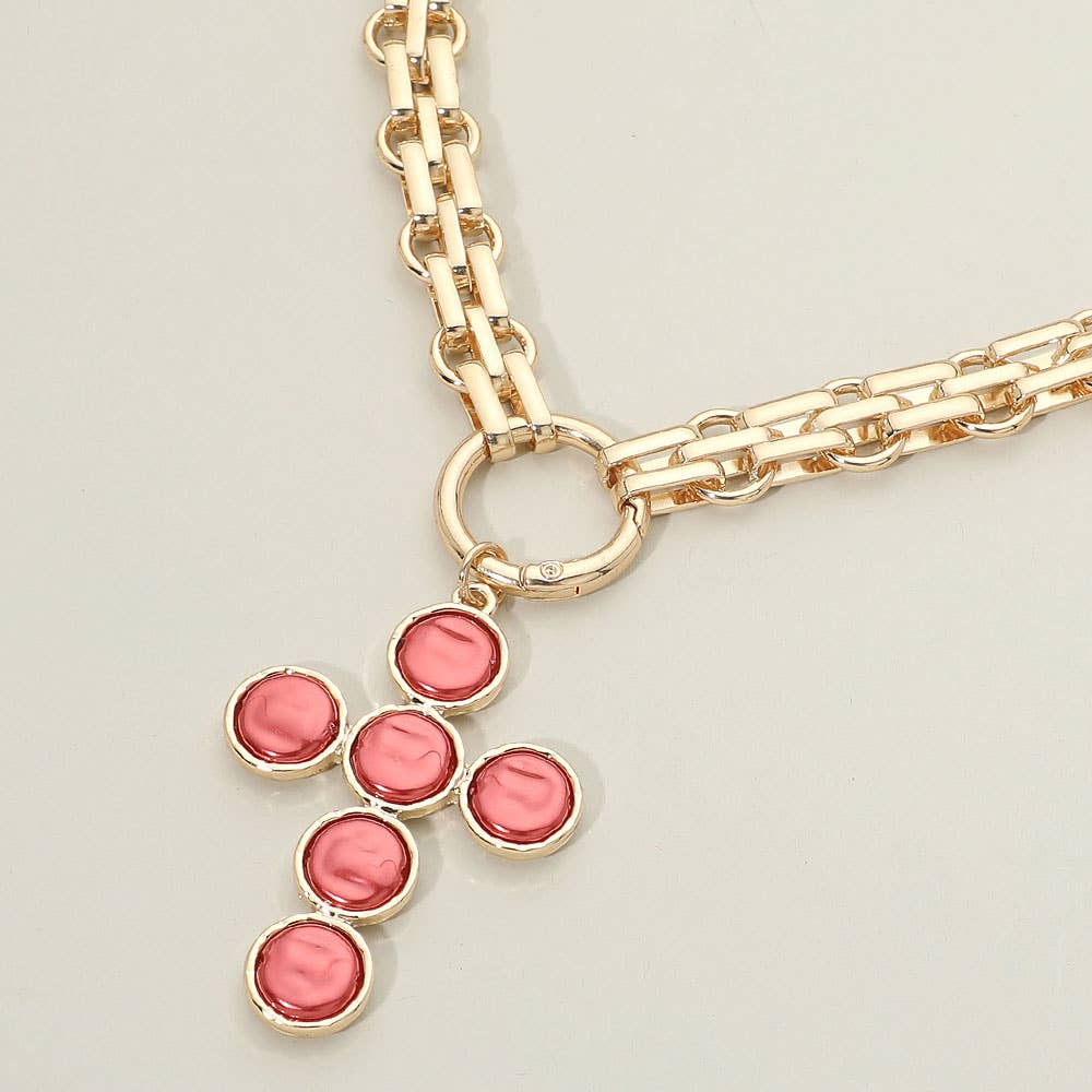 Pearl Cross Charm Necklace