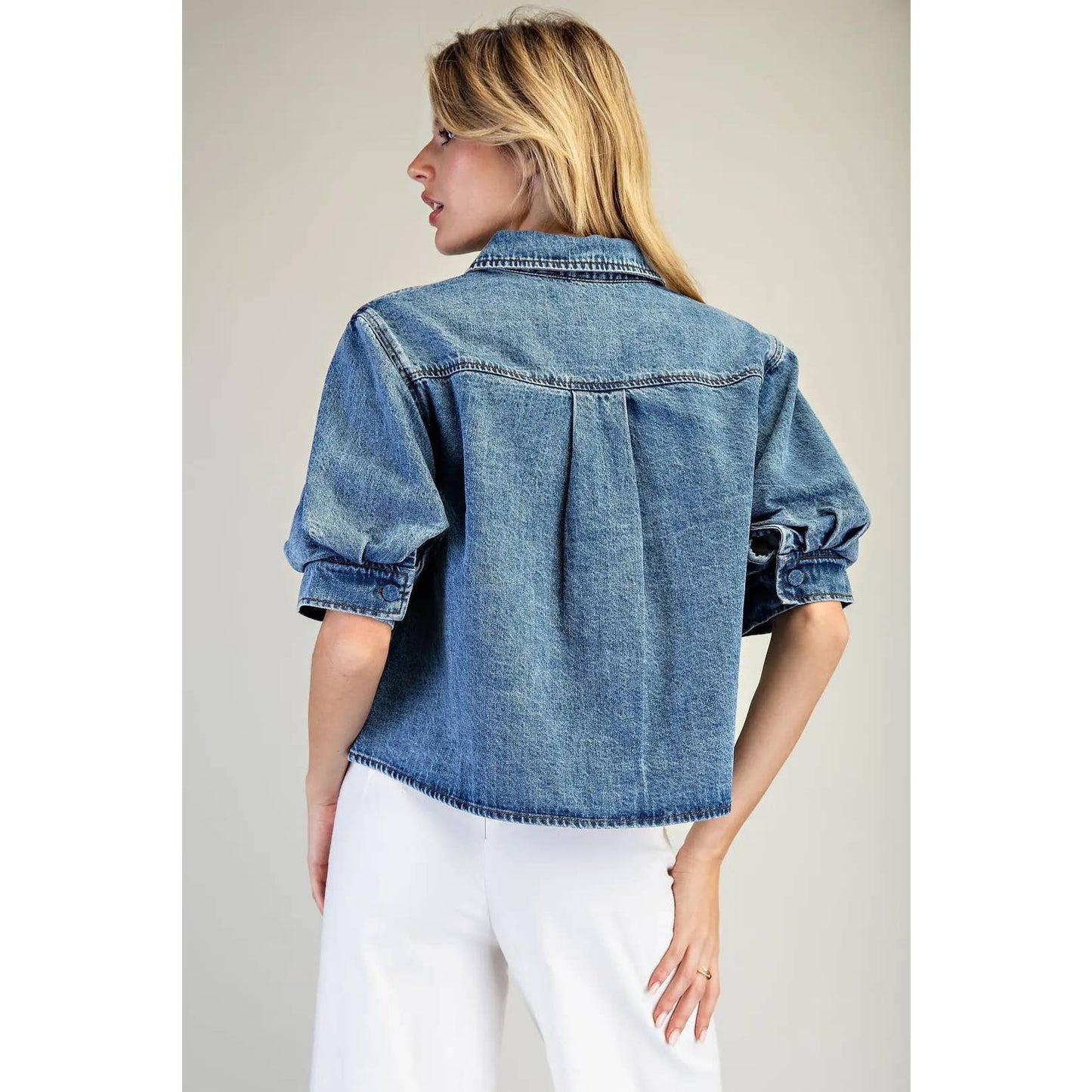 Denim Puff Sleeve Top