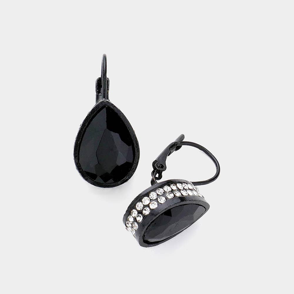 Teardrop Stone Lever Back Earrings