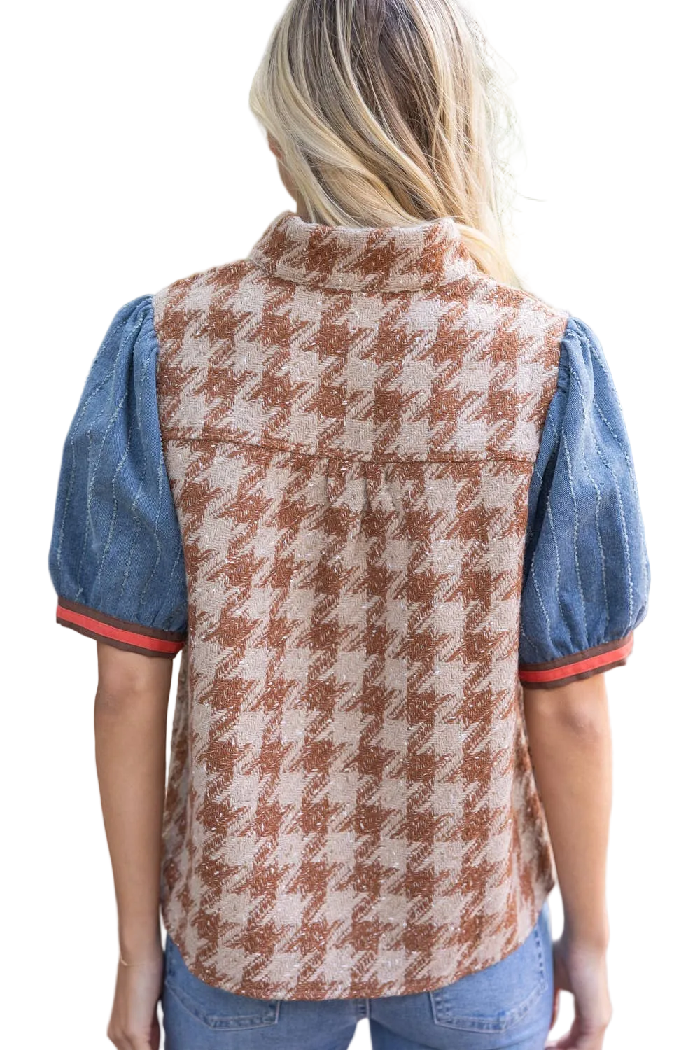 Denim Sleeve Tweed Top