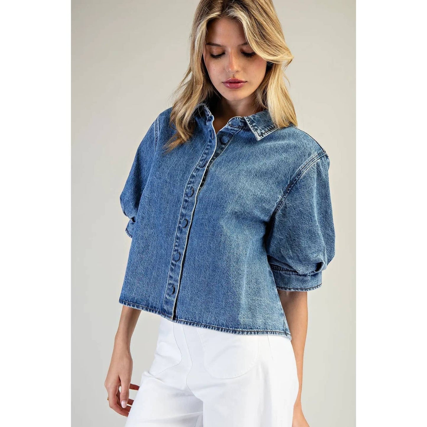 Denim Puff Sleeve Top