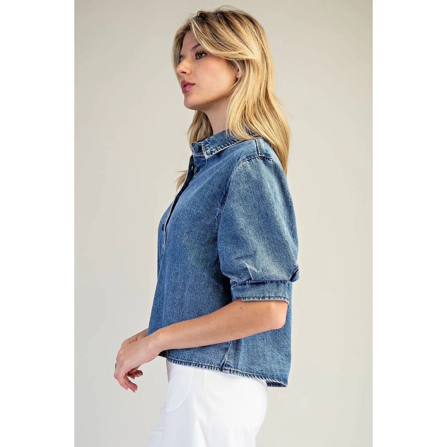 Denim Puff Sleeve Top