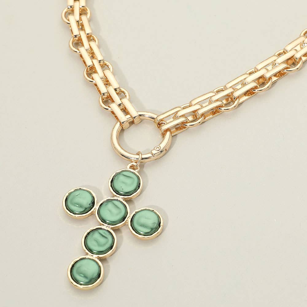 Pearl Cross Charm Necklace
