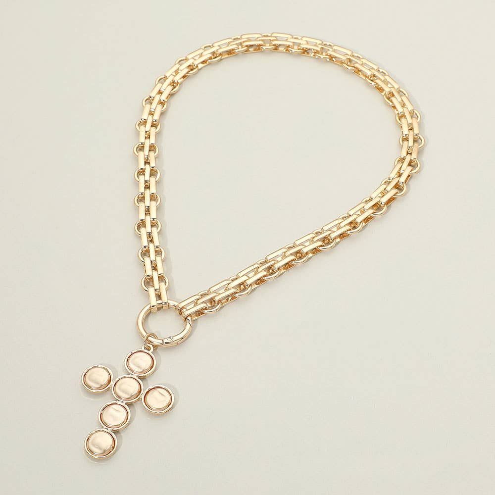 Pearl Cross Charm Necklace