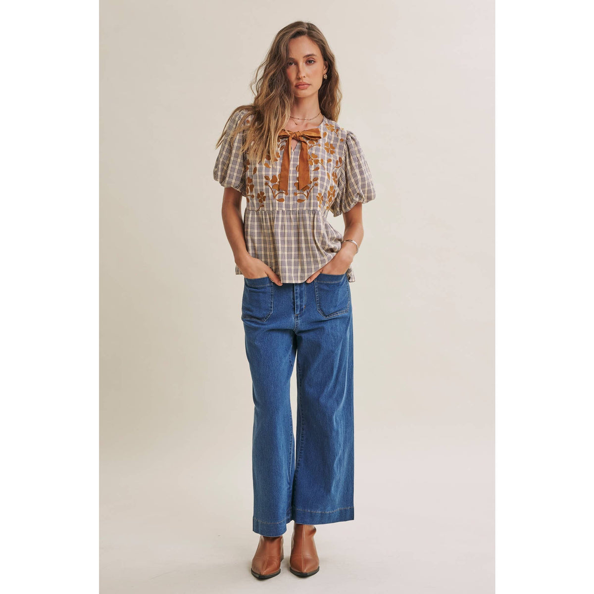 FRENCH PLAID TOP