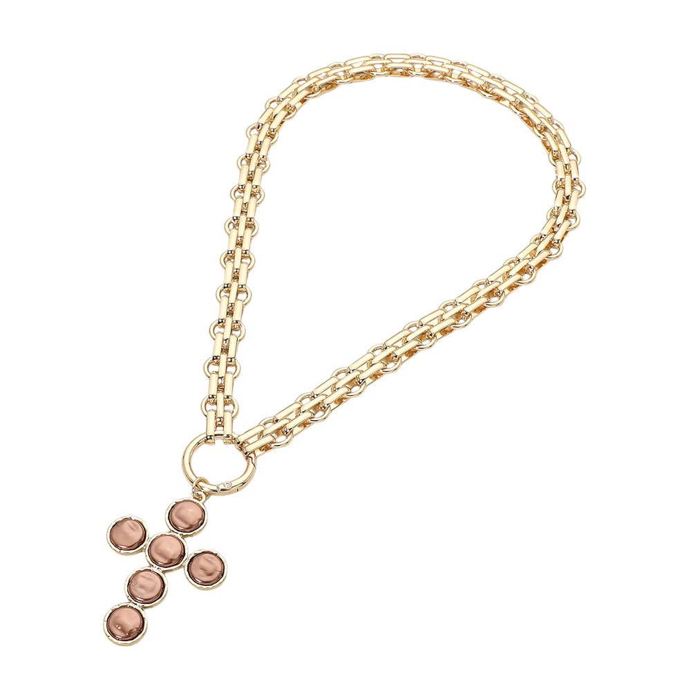 Pearl Cross Charm Necklace