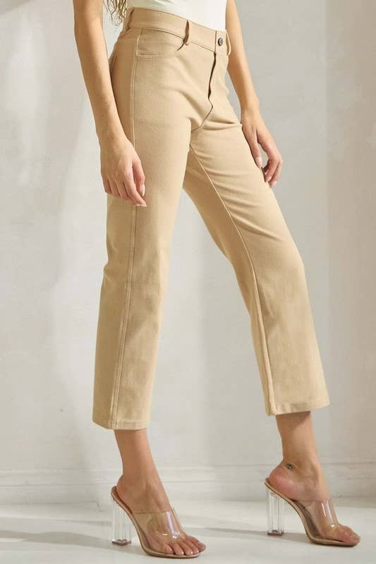 Women's Classic Solid Straight Leg Crop Pants