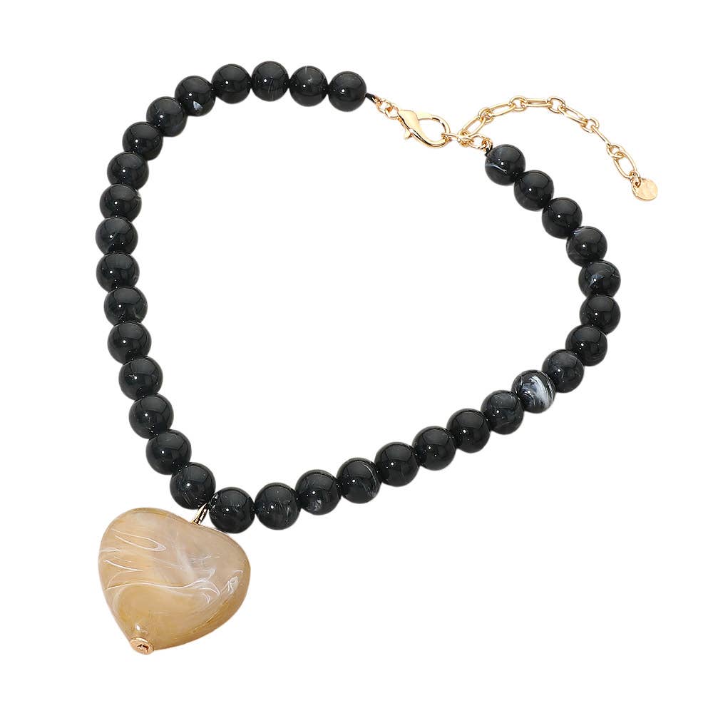 Chunky Heart Beaded Necklace