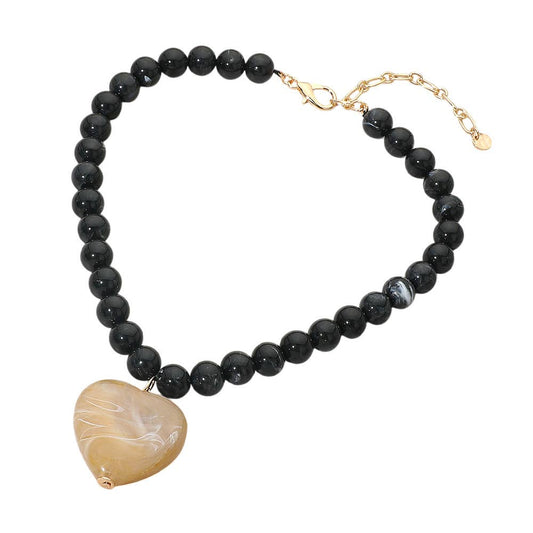 Chunky Heart Beaded Necklace