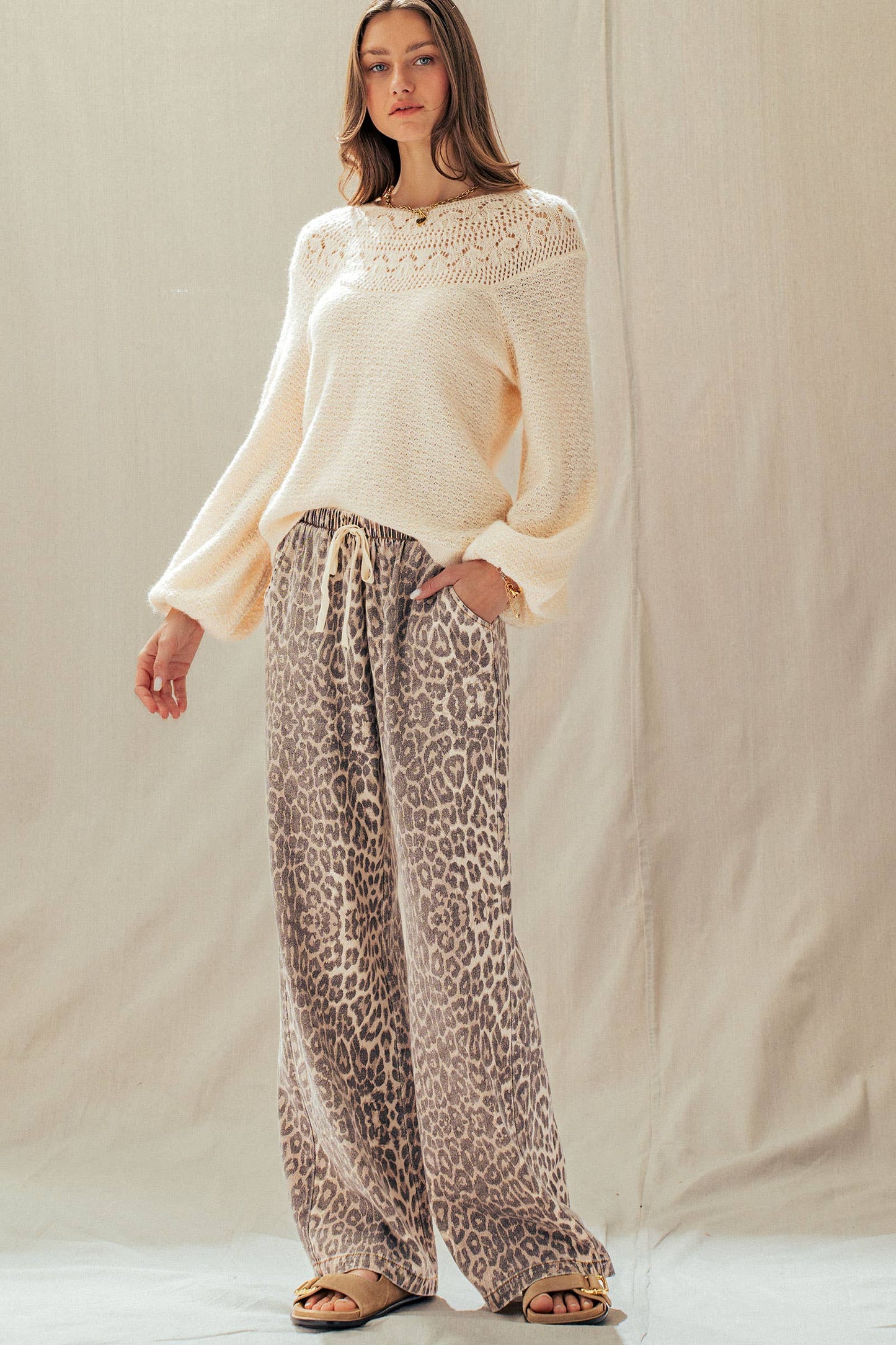 Leopard Wide Leg Drawstring