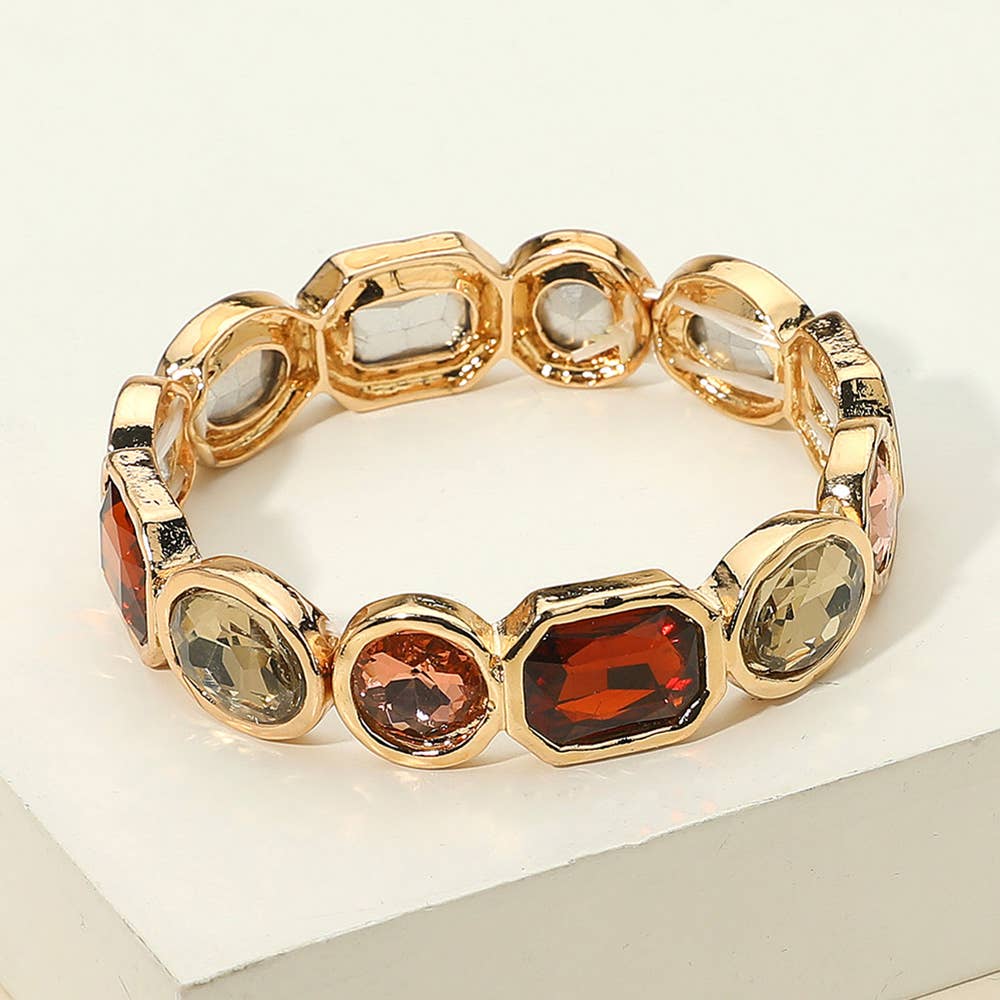 Oval Emerald Cut Stone Accented Stretch Bracelet
