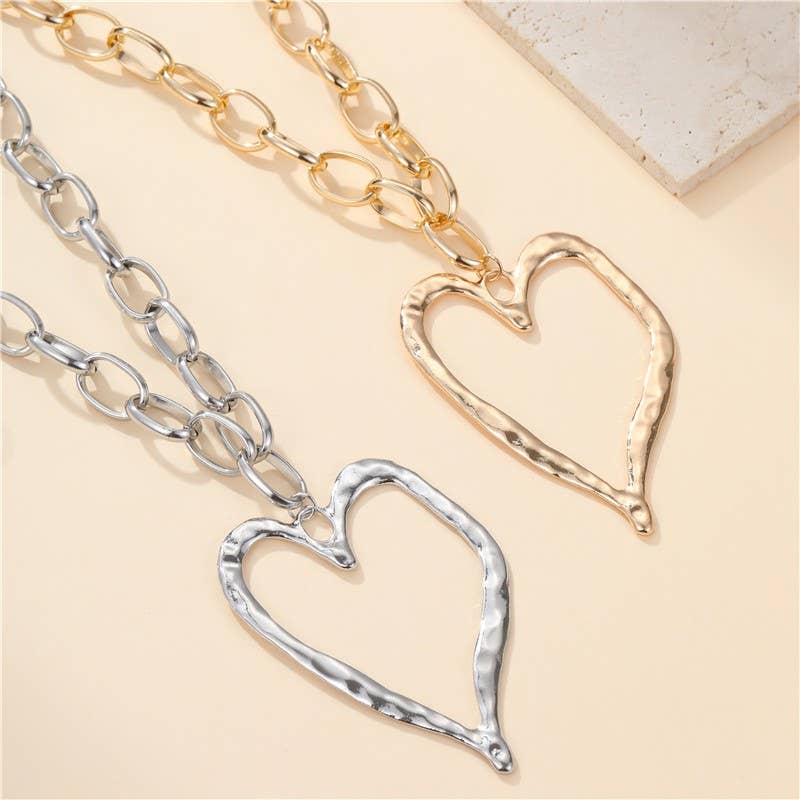 Hammered Open Heart Necklace