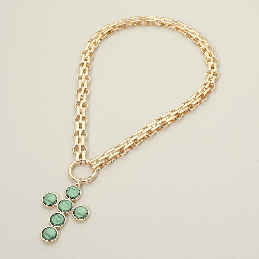 Pearl Cross Charm Necklace