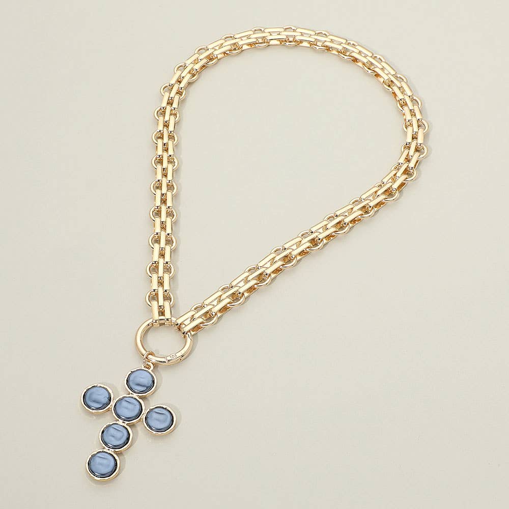 Pearl Cross Charm Necklace