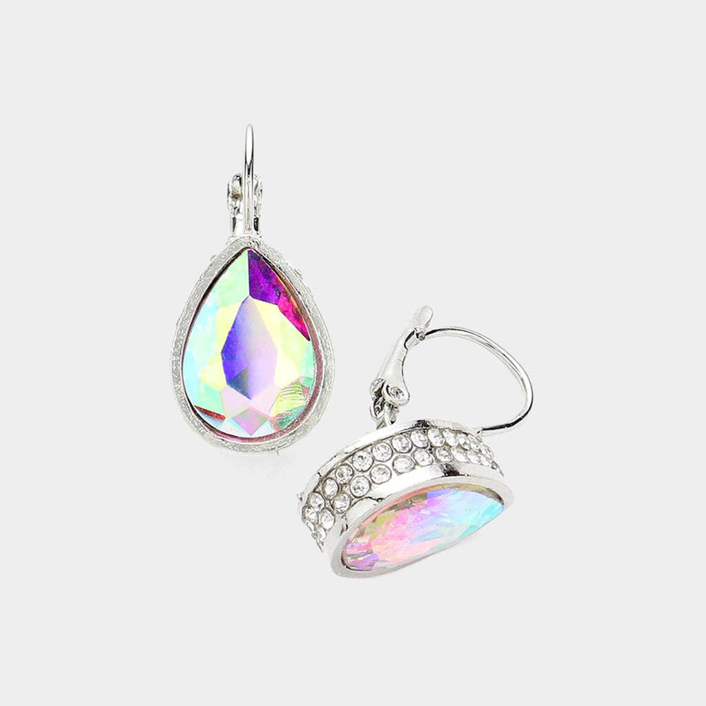 Teardrop Stone Lever Back Earrings