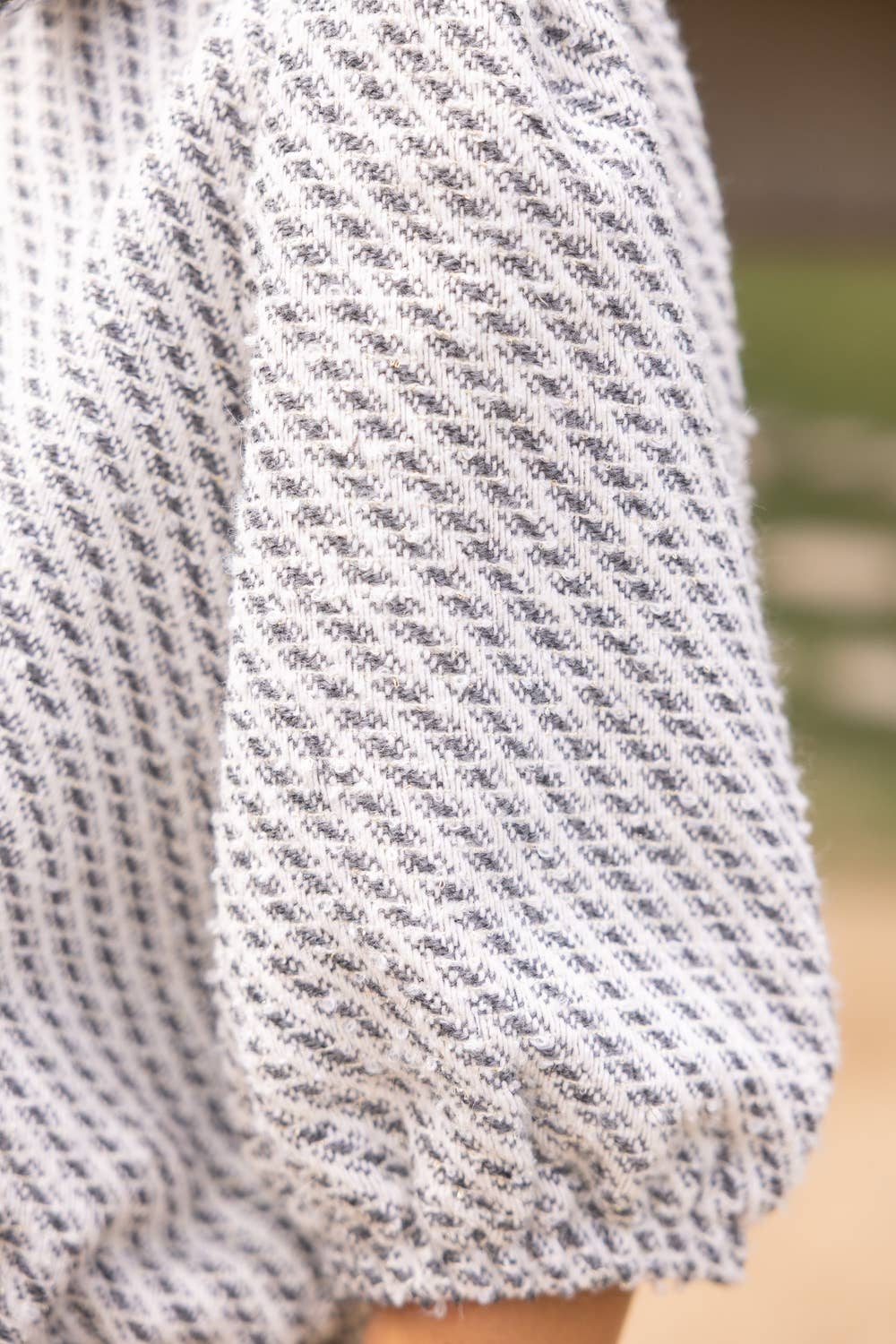 Pearl Quarter Button Collared Tweed Top